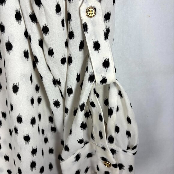 Charter Club White Black Polka Dot Long Sleeve Button Blouse - Picture 4 of 8